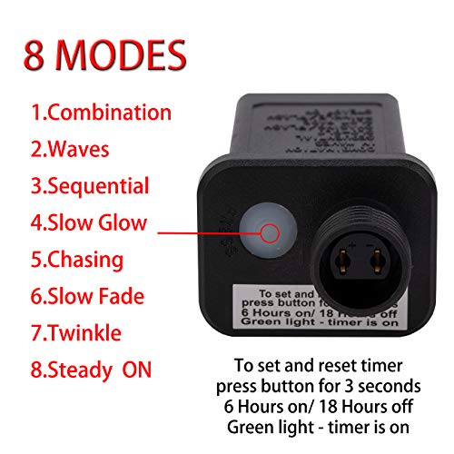 AWQ 100 LED 49 ft Snowflake Christmas Lights, 8 Modes, White (Indoor/Outdoor)