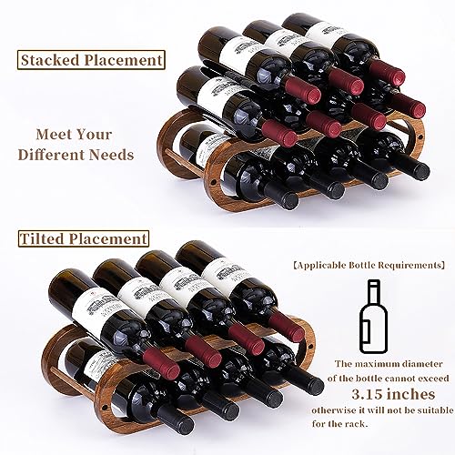 2-Tier Acacia Wood Wine Rack and Water Bottle Organizer for Countertop