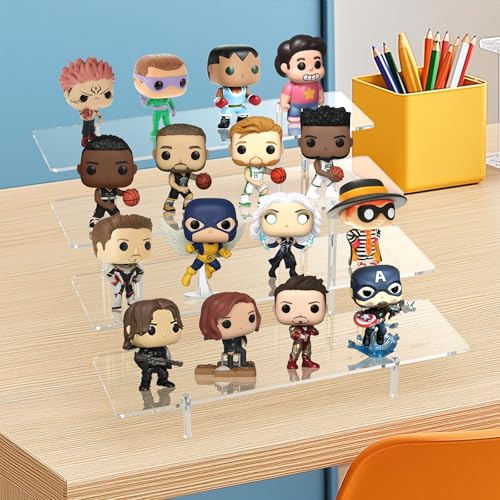 4-Tier Acrylic Display Riser Stand for Collectibles, Perfume, and Cupcakes