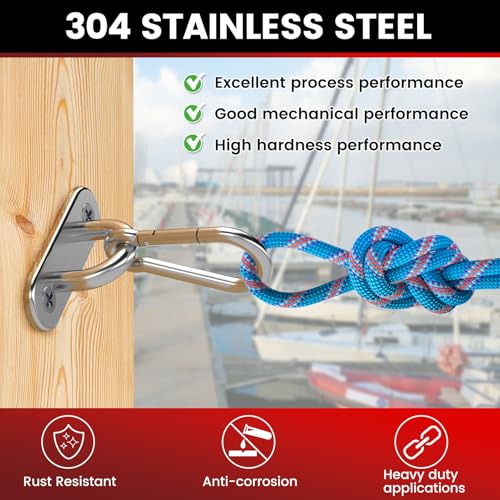 Stainless Steel Pad Eye Snap Hook M5 Ceiling Hanging Kit 500Lb
