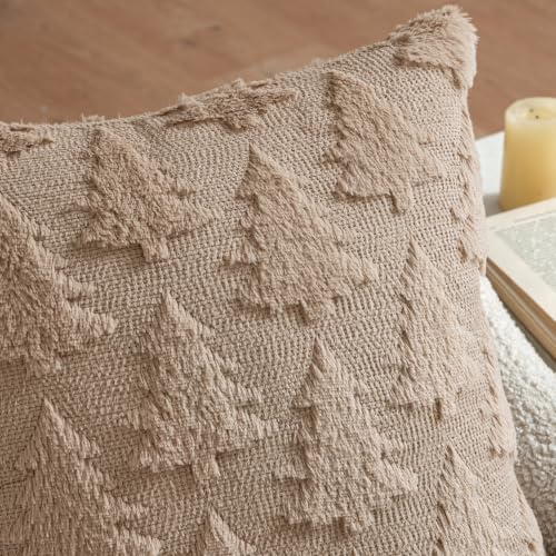 MIULEE 18x18 Light Brown Christmas Pillow Covers Set of 2 Decor