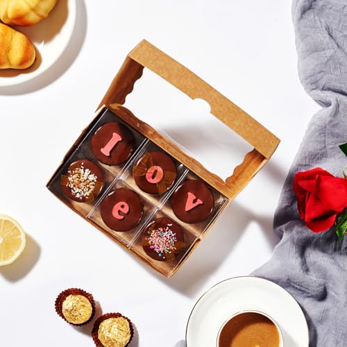 Brown 100PCS Clear Cookie Boxes with Window 7x4.3x1.5 Inch for Bakery Pastries