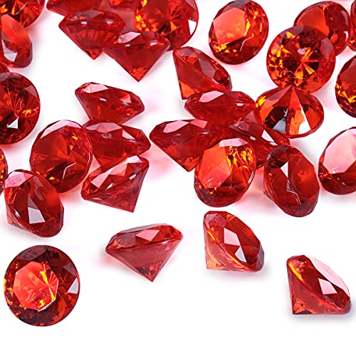 240-Piece Red Acrylic Diamond Gems - 3/4 Inch Vase Fillers & Table Scatters