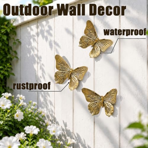 3D Butterfly Wall Decor Set - Antique Copper Resin Butterfly Wall Art (3-Pack)