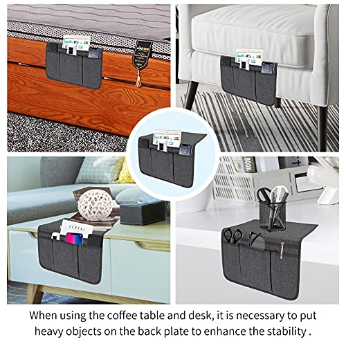 Bedside Caddy Storage Organizer for Bed, Sofa, and Dorm - Dark Grey