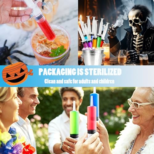 Euoloar 125 Pack 10ml Reusable BPA-Free Syringes for Party Desserts, Jelly & Pudding - Halloween, Christmas, Birthday Supplies