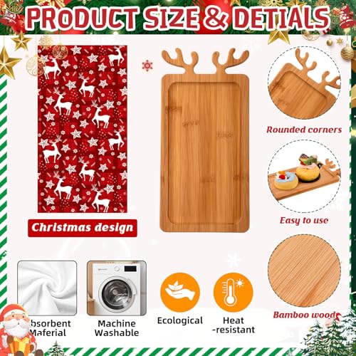 LemonRoad 6-Piece Reindeer Christmas Cutting Board Gift Set with Utensils & Decor