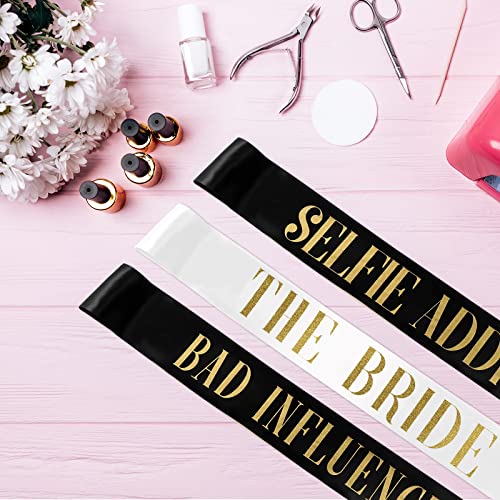 10-Pack Bride and Bridesmaid Satin Sash Set for Bridal Shower Party