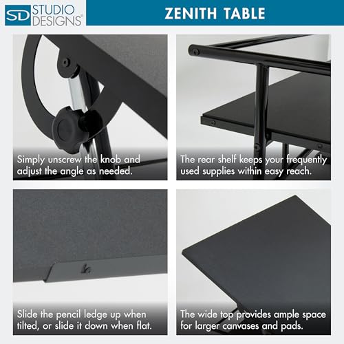 Adjustable Drafting Table with Storage Shelf, 42-Inch Artist Workstation