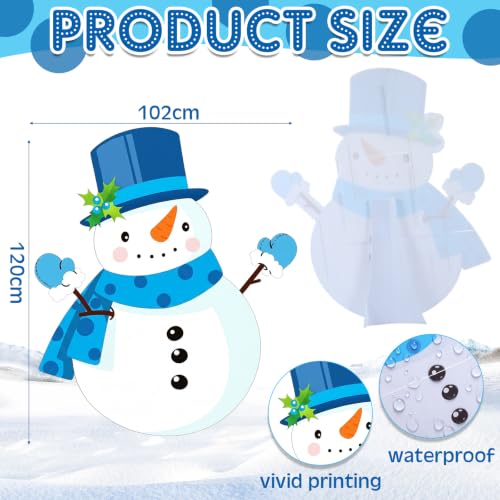 Yinkin 4 Ft Snowman Yard Sign - Winter Snowman Stand Up Decoration