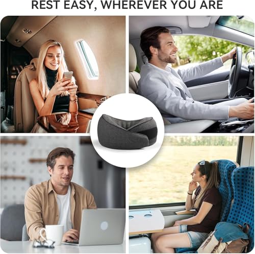Memory Foam Travel Neck Pillow with 360° Support - Pigeon Grey