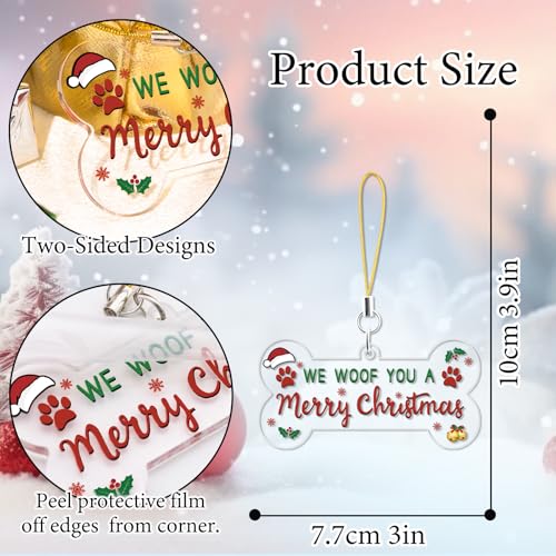 Sudikub Red Christmas Dog Stocking Ornament – Acrylic Holiday Gift, We Woof You A Merry Christmas