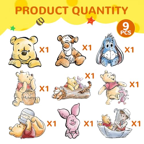 9-Piece Large Bear Cardboard Cutouts with Stands for Party Decorations