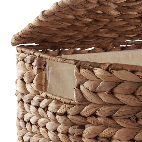 Woven Half Moon Laundry Hamper with Lid and Removable Liner