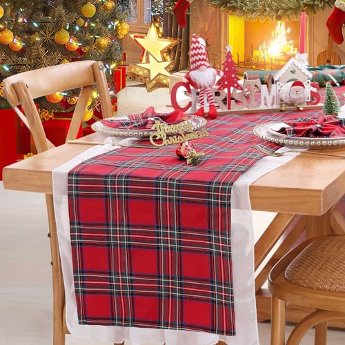2 Packs Red Buffalo Plaid Table Runners 13x84 Inch – Christmas Decor