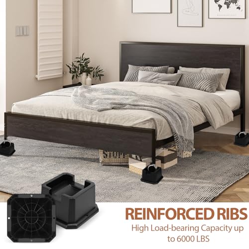 Heavy Duty Bed Risers, 2 Inch Elevation - 4 Pack for Caster Wheels & Posts