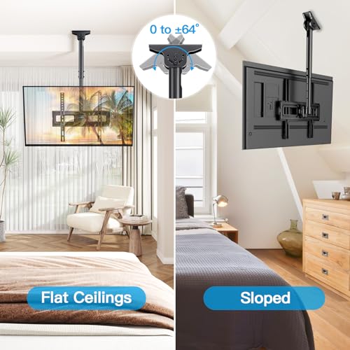 Adjustable Ceiling TV Mount for 26-65 Inch Flat Screen Displays, 110lbs Capacity