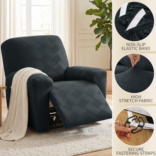 Stretch Recliner Cover with Pockets | Dark Gray, Machine Washable