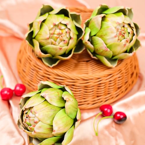 Large Faux Artichokes - Set of 3 Realistic Decorative Accents