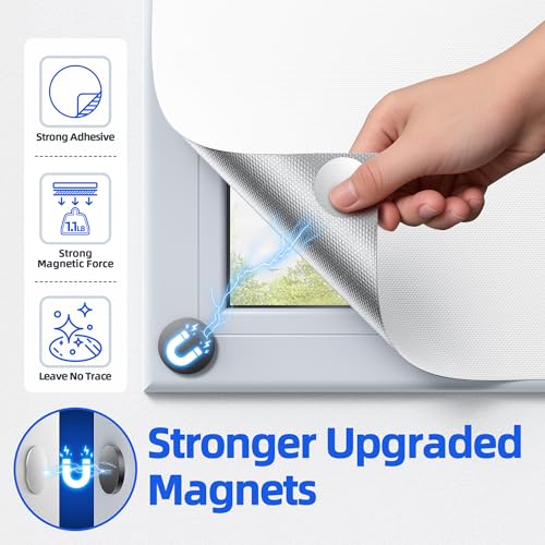 100% Blackout Magnetic Window Cover - Portable No Drill Curtains 75" x 58"