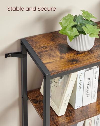 6-Tier Industrial Corner Bookshelf, Convertible Storage Organizer, Rustic
