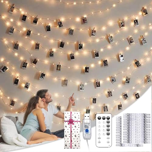 Photo Clip String Lights: 40ft 120 LED Fairy Lights with 50 Clips & Timer