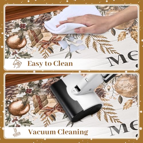 AtawLege Merry Christmas Kitchen Rug Set 2 Piece - 17x29 + 17x47 anti-fatigue mats