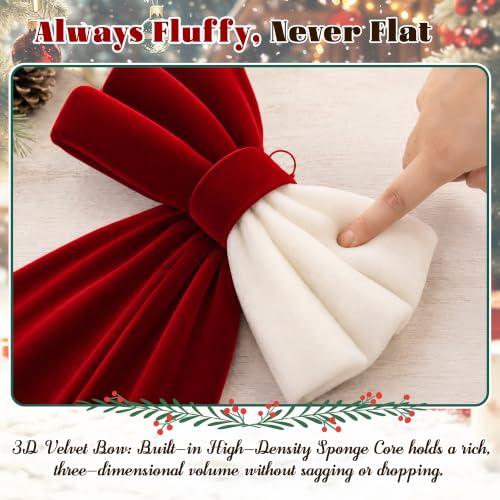 Giant 78-Inch Red Velvet Christmas Bow with 4 Mini Bows & Rhinestones