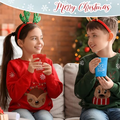 Potchen 60-Pack 16 oz Christmas Plastic Tumblers – Reusable, Text Variants Included