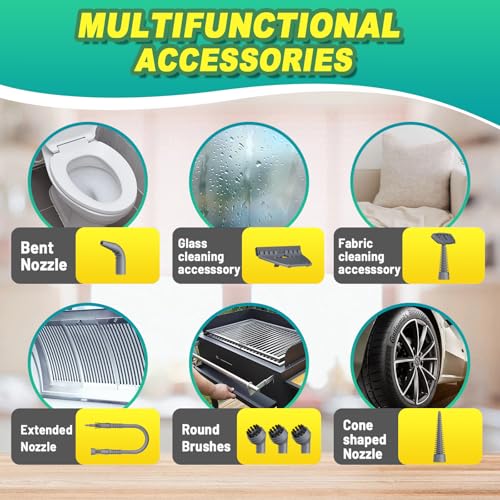Handheld Pressurized Steam Cleaner with 13-Piece Accessory Set for Home