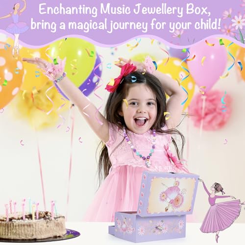 Musical Jewelry Box for Girls with Spinning Dancer, Necklace and Bracelet Set