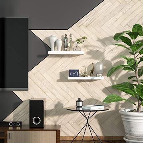 17-Inch Floating Wall Shelves with Protective Ledge, Set of 2, White