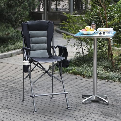 Extra Tall Camping Chair with Footrest - 330lbs Heavy Duty Folding Director Chair
