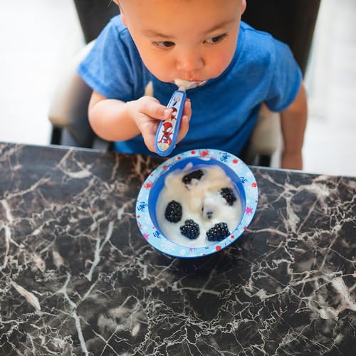 Toddler Dinnerware Set with Divided Plate Bowl and Utensils 4-Piece