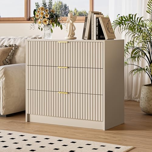 3-Piece Bedroom Dresser & Nightstand Set, 9-Drawer Chest with Gold Handles