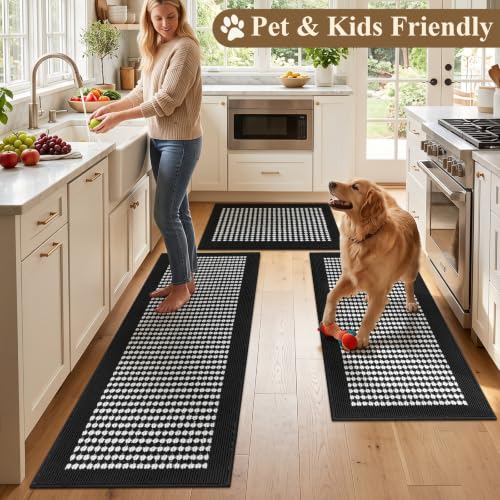 3-Piece Washable Kitchen Mat Set, Non-Slip Floor Runner Rugs for Kitchen