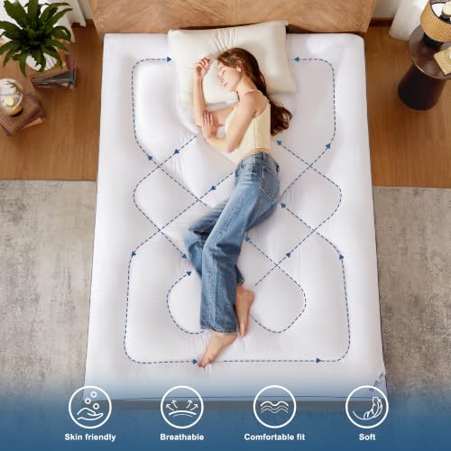BEDLORE Queen Mattress Topper - Thick Soft Pillow Top Pad, 6-18" Deep Pocket