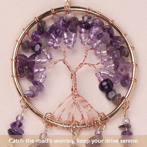 Tree of Life Crystal Dream Catcher for Car Rear View Mirror Hanging Decor