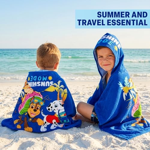 Paw Patrol Kids Hooded Beach Towel - Soft Cotton Bath Poncho Wrap (49"x30")