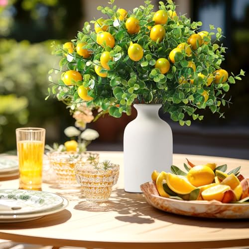 6 Pack Artificial Lemon Branches - Vivid Yellow Faux Lemons for Home Decor