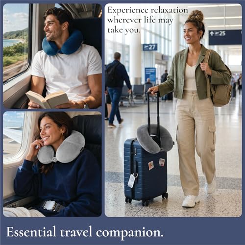 Microbead Travel Neck Pillow with Phone Pocket - Dual-Sided Comfort