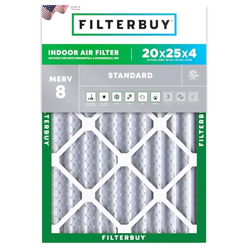 20x25x4 Pleated HVAC Air Filter MERV 8 Dust and Allergy Defense
