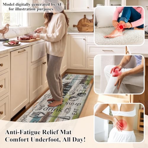 Anti-Fatigue Kitchen Rug Set of 2, Cushioned Waterproof Floor Mats