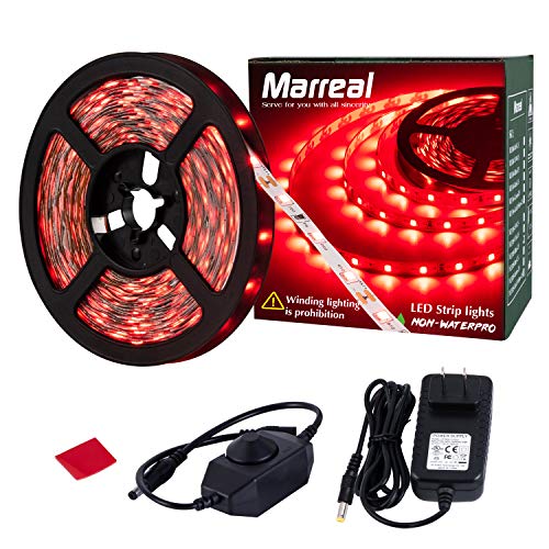 20ft Red LED Strip Light Kit, Dimmable Flexible 12V Indoor Lighting