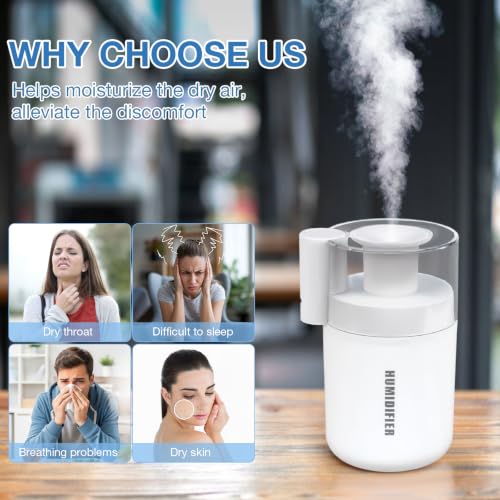 Mini Cool Mist USB Humidifier 180ml Portable Quiet Desktop White