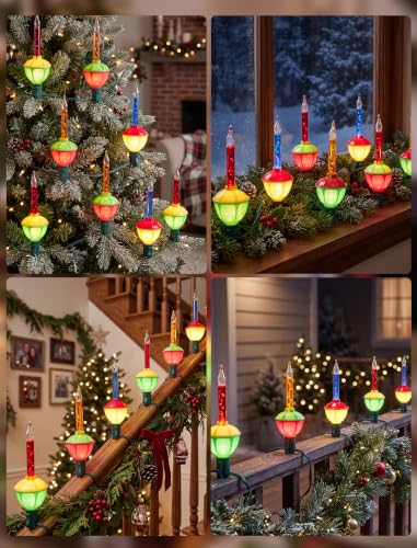 7FT Outdoor Christmas Bubble Lights Set with 8 Colorful Incandescent Bulbs