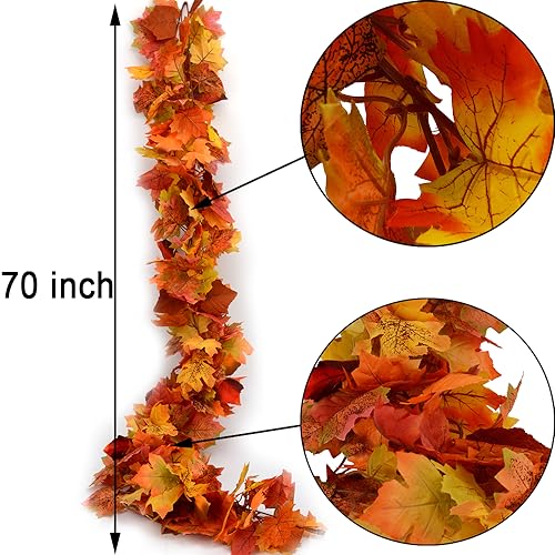 3 Pack Artificial Fall Maple Leaf Garland - 5.9ft Autumn Hanging Vines
