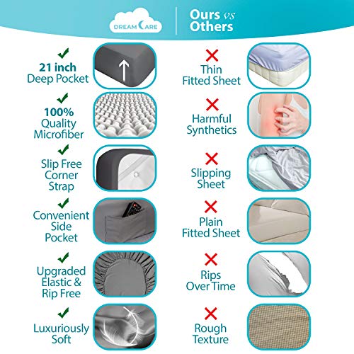 DREAMCARE 6-Piece King Sheet Set - Extra Deep Pocket Bed Sheets, Gray