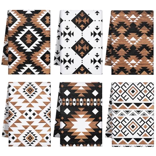 6-Pack Aztec Kitchen Dish Towels, 14x21 Inch Southwestern Microfiber Set