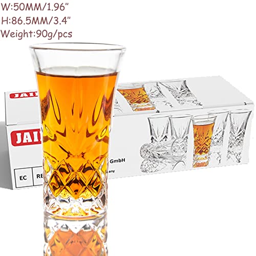 JAIEF Set of 6 2oz Heavy Base Tequila Shot Glasses - Lead-Free, Dishwasher Safe